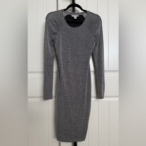 Motherhood Maternity MIDI Length Gray Long Sleeve Dress